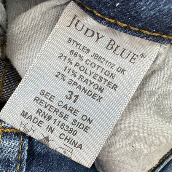 Judy Blue Women's Blue Denim Stretch Mid Rise Cotton Relaxed Fit Jeans Size 31 - Picture 7 of 9
